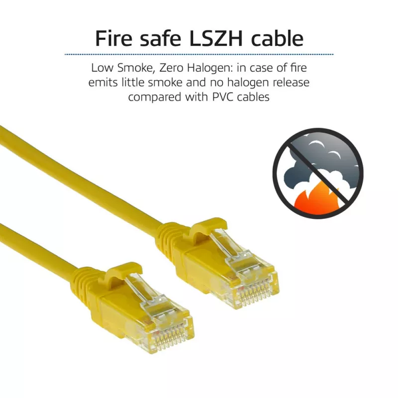 ACT keltainen 7 metriä LSZH U/UTP CAT6 datakeskuksen slimline-patchkaapeli napsautussuojalla ja RJ45-liittimillä