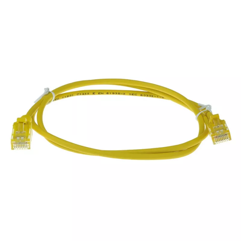 ACT keltainen 10 metriä LSZH U/UTP CAT6 datakeskuksen slimline-patchkaapeli ilman lukituskieltä RJ45-liittimillä