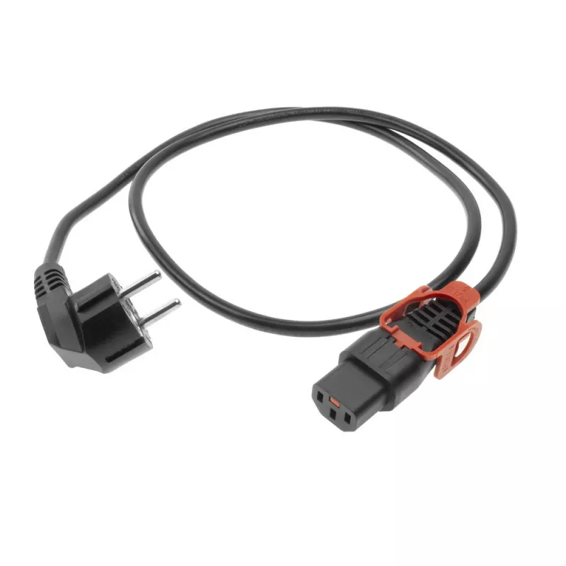 ACT virtakaapeli CEE 7/7 pistoke (kulma) - C13 IEC Lock+ musta 1 m, EL341S
