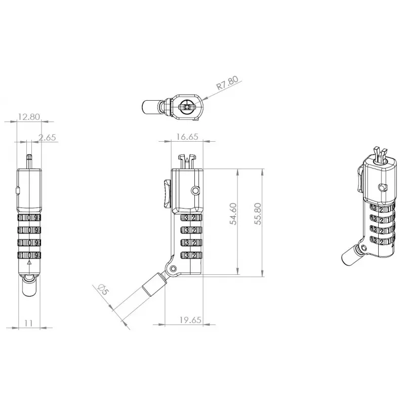 eSTUFF GLB220302 kaapelilukko musta 1,8 m