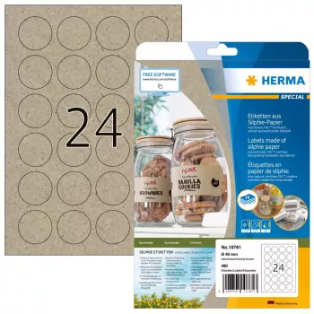 HERMA 10761 tarralaput, pyöreä, pysyvä, ruskea, 4 cm, 480 kpl