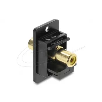 Keystone-moduuli DELOCK 91113 RCA-RCA-liittimillä, litteä rakenne, musta/keltainen