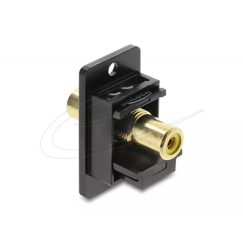 Keystone-moduuli DELOCK 91113 RCA-RCA-liittimillä, litteä rakenne, musta/keltainen