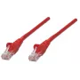 Intellinet 320603 verkkokaapeli (kytkentäkaapeli), Cat5e, UTP, RJ45 uros–uros, 15 m, valetut liittimet ilman koukkua, punainen