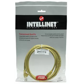 Intellinet verkkokaapeli, Cat5e, 15 m, keltainen, CCA, U/UTP, PVC, RJ45, kullatut kontaktit, takertumaton, suojattu, elinikäinen takuu
