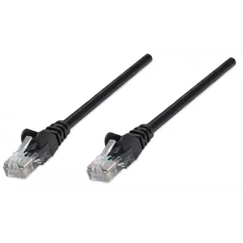 Intellinet verkkopatchkaapeli, Cat5e, 0,5 m, musta, CCA, U/UTP, PVC, RJ45, kullatut kontaktit, lukituskielen varmistus, vedonpoistolla, elinikäinen takuu