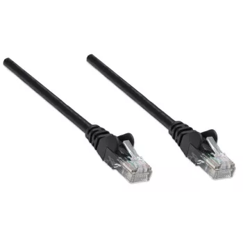 Intellinet verkkopatchkaapeli, Cat5e, 0,5 m, musta, CCA, U/UTP, PVC, RJ45, kullatut kontaktit, lukituskielen varmistus, vedonpoistolla, elinikäinen takuu