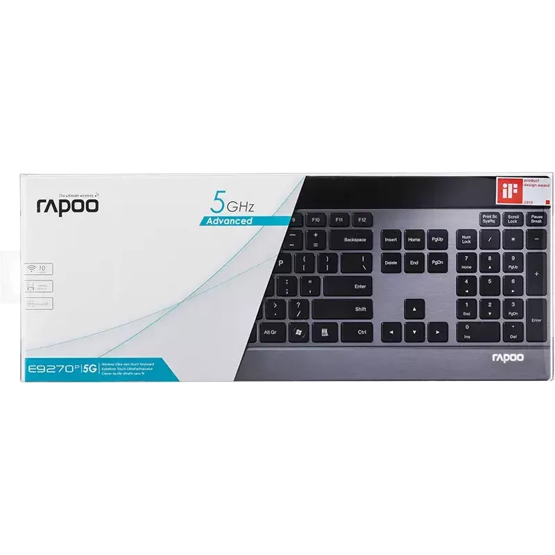 Näppäimistö Rapoo E9270P RF langaton QWERTZ saksa musta hopea