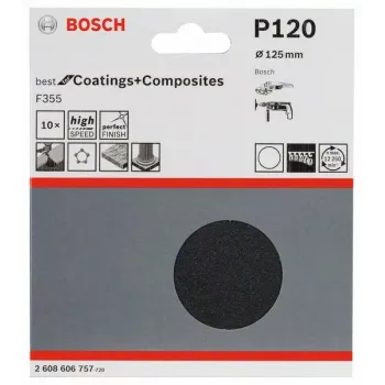Bosch 2 608 606 757 käsihiomatarvike hiomapaperi erittäin hieno P120 10 kpl