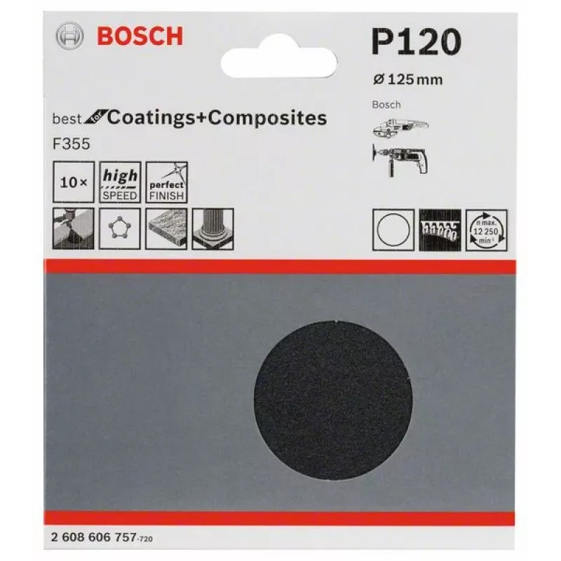 Bosch 2 608 606 757 käsihiomatarvike hiomapaperi erittäin hieno P120 10 kpl