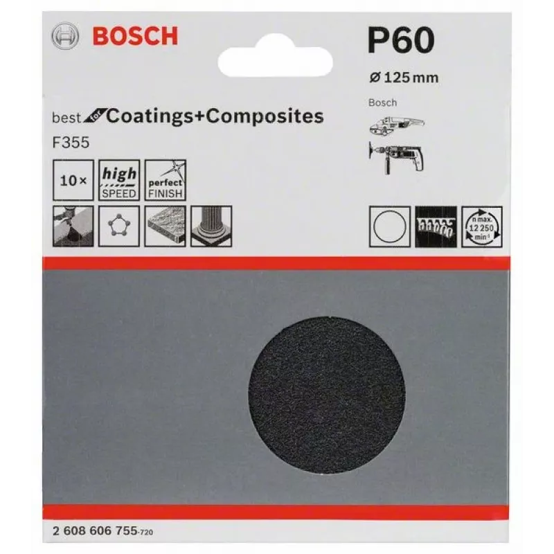 Bosch 2 608 606 755 käsihiomatarvike hiomapaperi P60 10 kpl