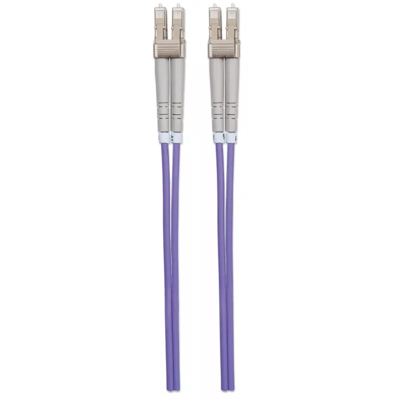 Intellinet kuitu-patchkaapeli, OM4, LC/LC, 1m, violetti, duplex, multimode, 50/125 µm, LSZH, kuitu, elinikäinen takuu