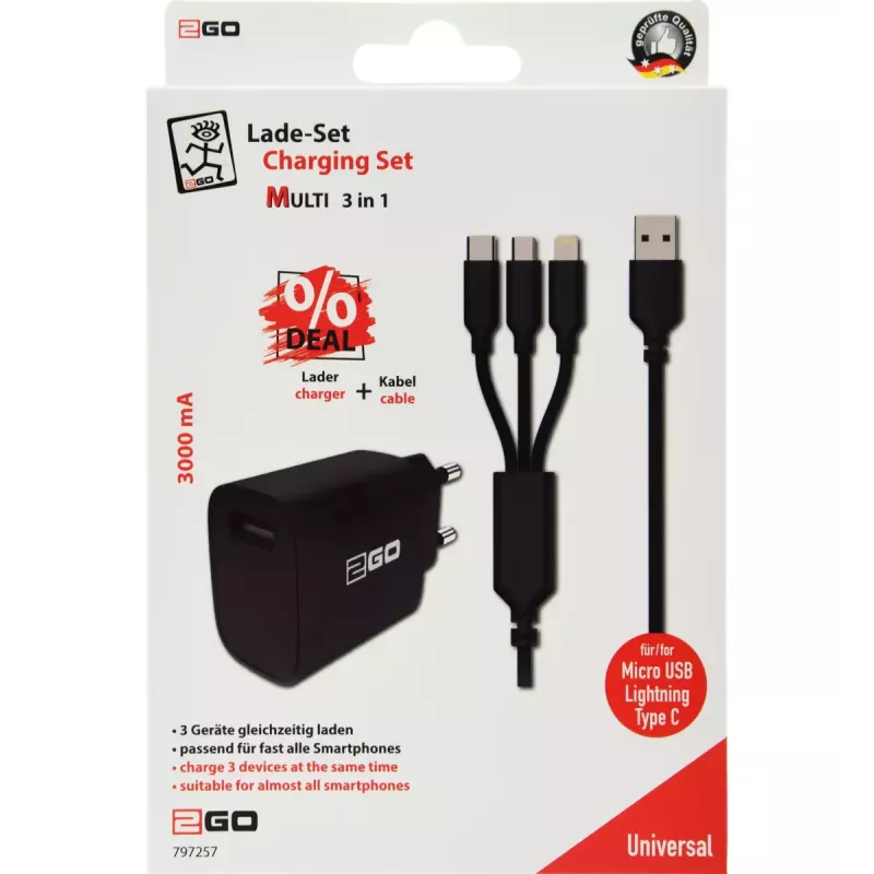 Mobiililaturi 2GO 797257 universaali musta AC sisäkäyttö 5V
