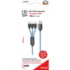 USB-kaapeli 2GO 797315 1,5m USB B USB C/micro-USB B/Lightning musta sininen