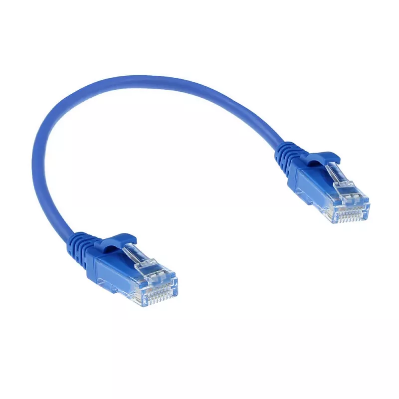 ACT sininen 0,15 m LSZH U/UTP CAT6 datacenter-slimline-patchkaapeli snagless RJ45-liittimillä