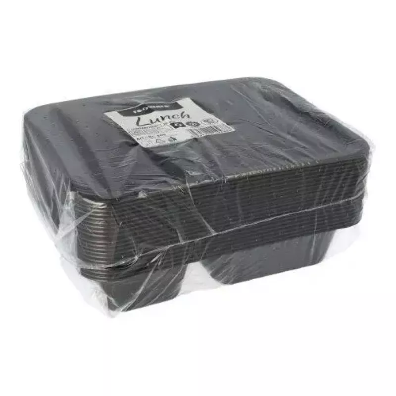 Kertakäyttöinen elintarvikeastia Papstar 96553 polypropyleeni musta 227x178x45mm