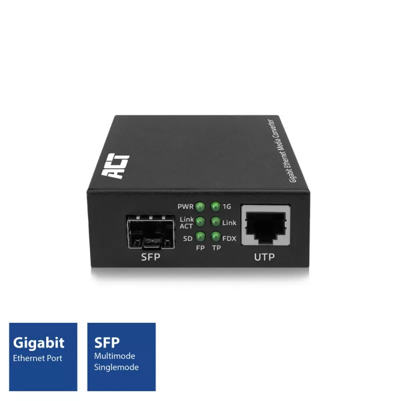 Verkkomediakonvertteri ACT AC4451 1000 Mbit/s multimode singlemode musta