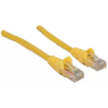 Intellinet verkkokaapeli, Cat6, 0,5 m, keltainen, CCA, U/UTP, PVC, RJ45, kullatut kontaktit, lukituskielen suoja, suojaholkki, elinikäinen takuu