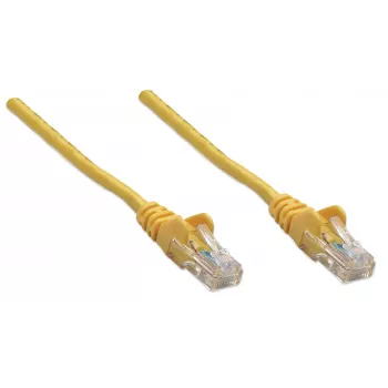 Intellinet verkkokaapeli, Cat5e, 2 m, keltainen, CCA, U/UTP, PVC, RJ45, kullatut kontaktit, taittumissuoja ilman lukituskieltä, elinikäinen takuu