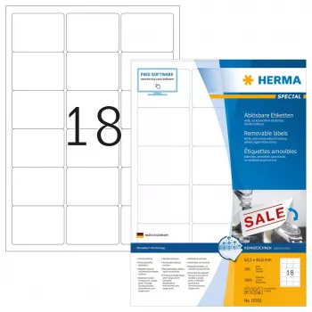 Irrotettavat tarrat HERMA A4 63,5x46,6 mm 1 800 kpl