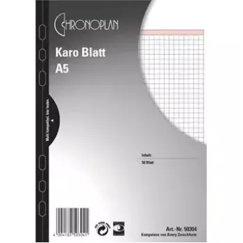 Avery Zweckform Chronoplan 50304 ruudulliset lisälehtiöt A5-kalenteriin, 50 arkkia, 80 g/m²