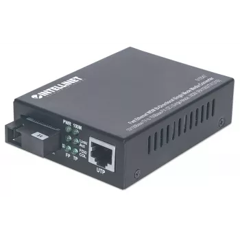 Intellinet Fast Ethernet WDM kaksisuuntainen yksimuotomediamuunnin, 10/100Base-Tx - 100Base-Fx (SC) yksimuoto, 20 km, WDM (Rx1550/Tx1310)