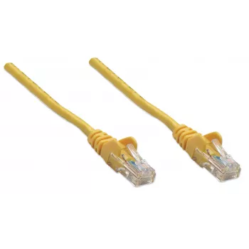 Intellinet verkkokaapeli, Cat5e, 1,5 m, keltainen, CCA, U/UTP, PVC, RJ45, kullatut kontaktit, snagless, booted, elinikäinen takuu