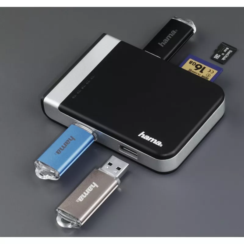 Hama 00054546 kortinlukija USB 3.2 Gen 1 (3.1 Gen 1) Type-A/Type-C musta, hopea