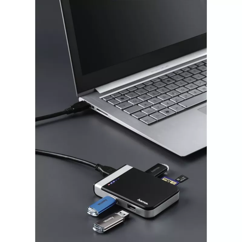 Hama 00054546 kortinlukija USB 3.2 Gen 1 (3.1 Gen 1) Type-A/Type-C musta, hopea