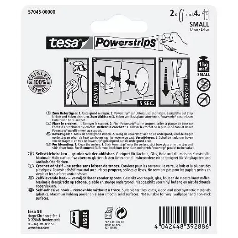 Pyyhekoukku TESA 57045-00000 metallinen sisäkäyttöön 2 kpl
