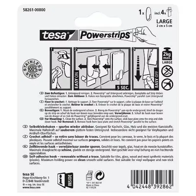 Pyyhekoukku TESA 58261-00000 sisäkäyttöön metallinen 1 kpl