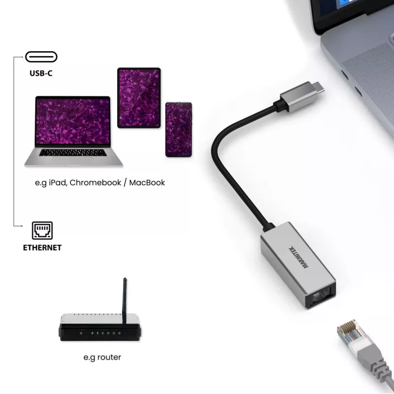 Marmitek Connect USB-C Ethernet-sovitin 8373