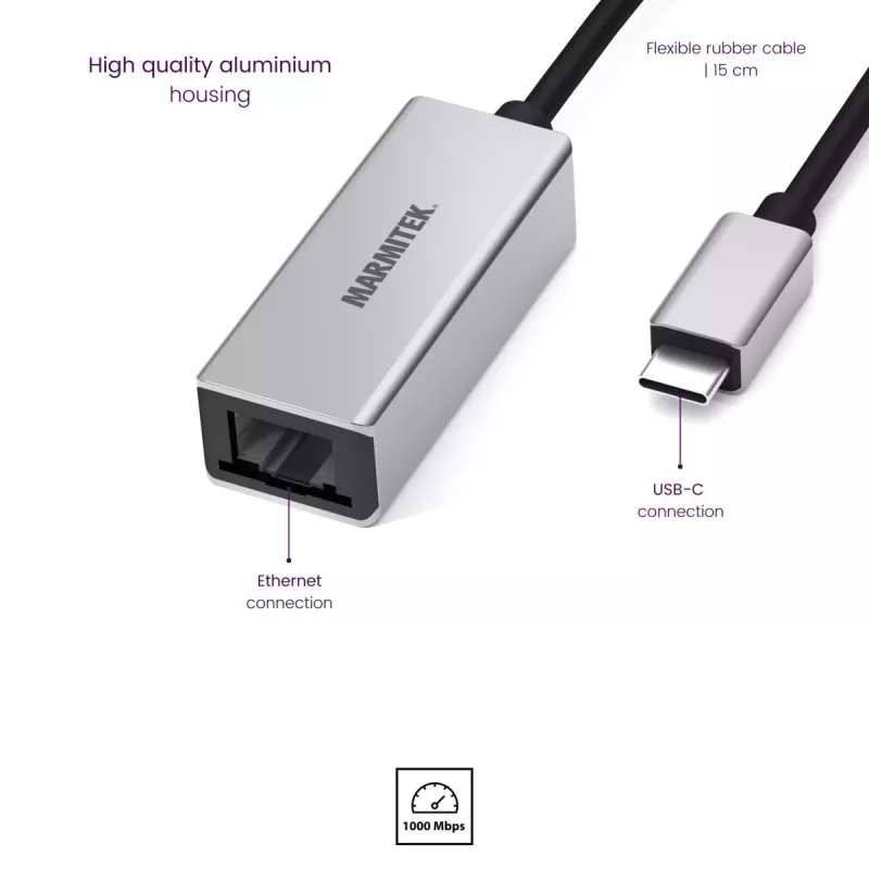Marmitek Connect USB-C Ethernet-sovitin 8373
