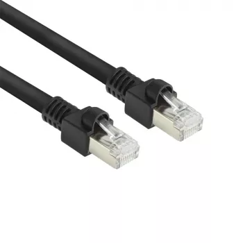 ACT musta 10 metriä S/FTP CAT7 PUR flex -patchkaapeli lukituskielen suojalla RJ45-pistokkeilla (CAT6A-yhteensopiva)