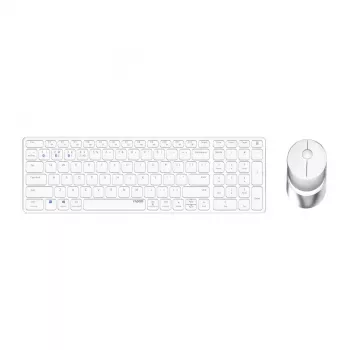 Rapoo 9750M näppäimistö ja hiiri langaton Bluetooth QWERTZ saksa valkoinen
