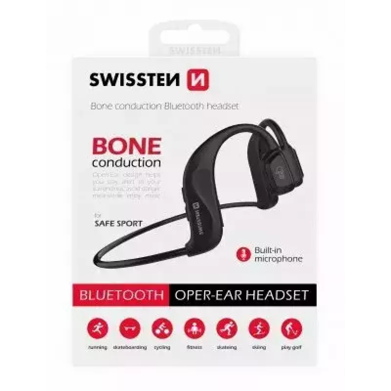 Kuulokkeet Swissten luujohde Bluetooth V5.0 musta