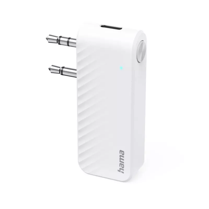 Hama 00014171 Bluetooth-äänilähetin lentokoneisiin ja yleiskäyttöön, 10 h, AUX, valkoinen