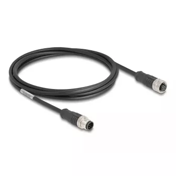 Verkkokaapeli DeLOCK M12 kaapeli A-koodattu 8-napainen uros naaras Cat5e 2 m musta