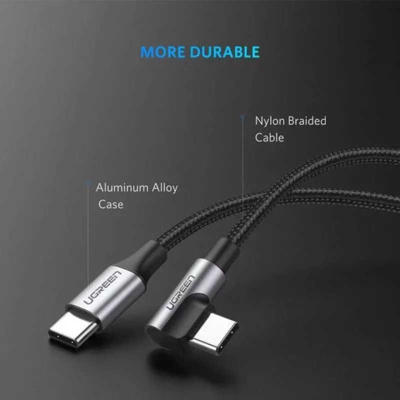 Ugreen 50123 USB-kaapeli USB 2.0 1 m USB-C musta, hopea