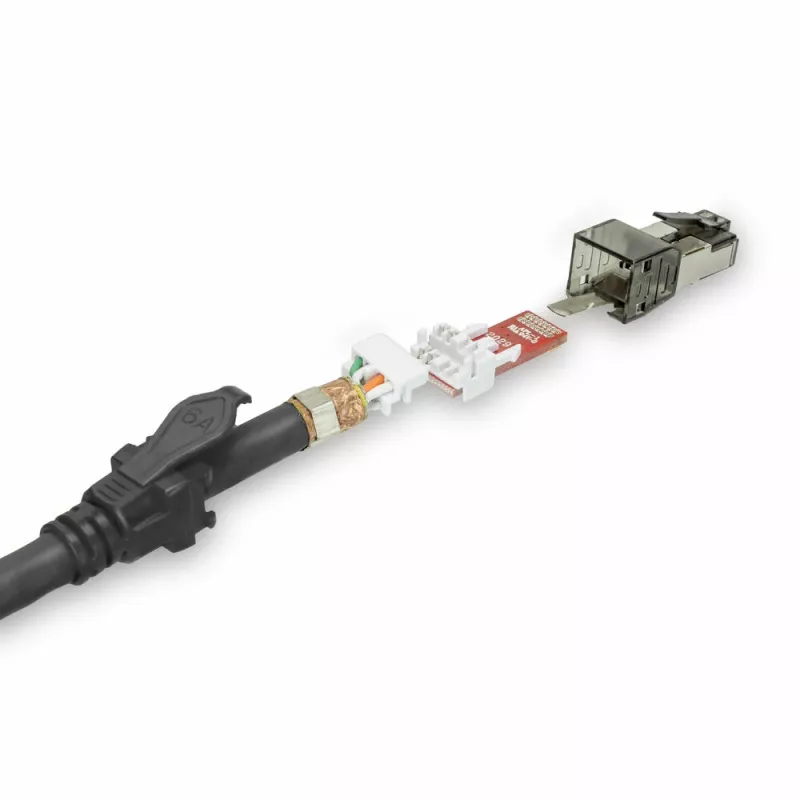 ACT musta 2 metriä S/FTP CAT6A IDC 4PPoE / PoE++ 100W LSZH patch-kaapeli snagless RJ45-liittimillä