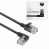 ACT musta 2 metriä U/UTP CAT6A LSZH Slimline-patch-kaapeli RJ45-liittimillä 90° kulma vasen suoraan