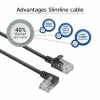 ACT musta 2 metriä U/UTP CAT6A LSZH Slimline-patch-kaapeli RJ45-liittimillä 90° kulma vasen suoraan