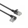 ACT musta 5 metriä U/UTP CAT6A LSZH Slimline-patch-kaapeli RJ45-liittimillä 90° kulma vasen suoraan