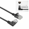 ACT musta 1 metri U/UTP CAT6A LSZH Slimline-patch-kaapeli RJ45-liittimillä 90° kulma suoraan
