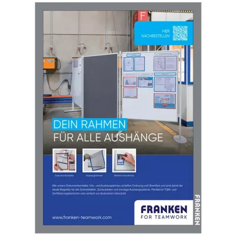 Taulun kehys Franken AR15132 hopea A3 470x10x650mm 2 kpl