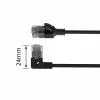 ACT musta 3 metriä U/UTP CAT6A LSZH Slimline-patch-kaapeli RJ45-liittimillä 90° kulma vasen suoraan