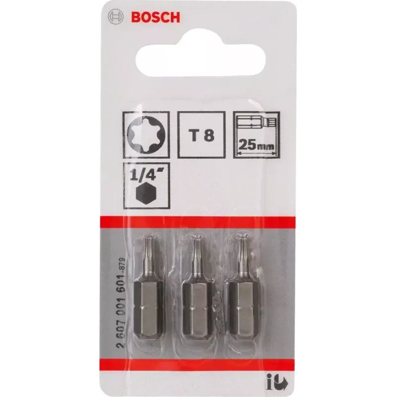 Bosch 2607001601 Torx-ruuvausterä T8, erittäin kova, C 6,3, 3 kpl