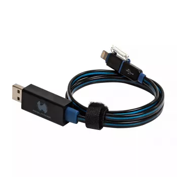 USB-A/Lightning-kaapeli RealPower 0,75 m musta/sininen