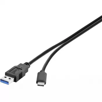 USB-kaapeli Conrad Renkforce 1460360 USB 3.2 Gen 2 1m USB A USB C musta