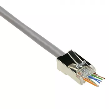 ACT RJ45 (8P/8C) CAT6 easyconnect suojattu modulaariliitin pyöreälle kaapelille, jossa jäykät tai taipuisat johtimet